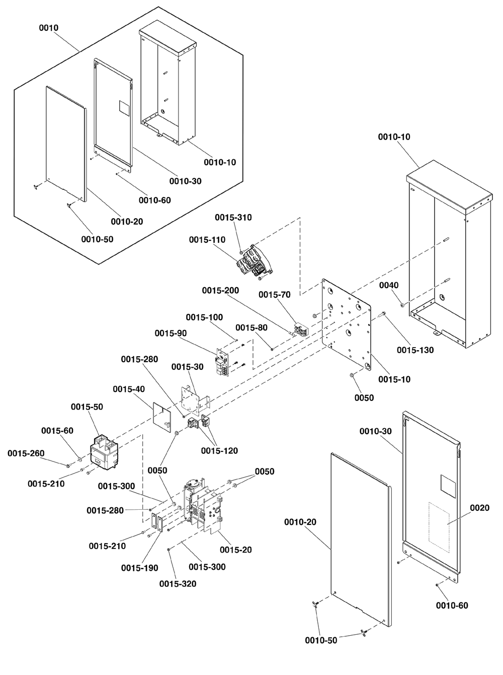 Transfer Switch - Hingeless Enclosure Diagram and Parts List for 071253-00  Briggs and Stratton Generator